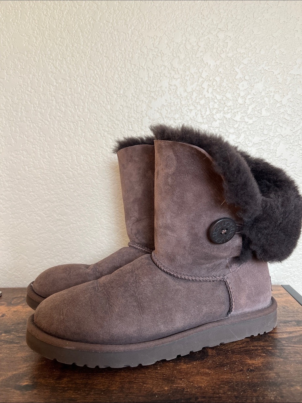 UGG Women's Bailey Button II sheepskin boots, brown